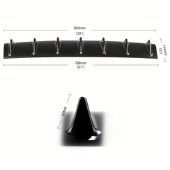 Universal Car Rear Bumper Lip 7 Fin Shark Fin ABS Diffuser Bright