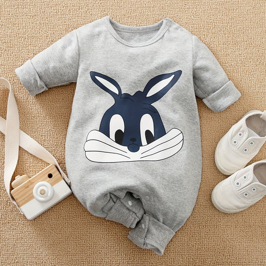 Baby Boys Rabbit Graphic Long Sleeves Romper for Spring/Autumn