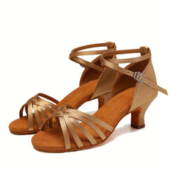 Women's Soft Medium Heel Latin Dance Shoes Open Toe Sandals