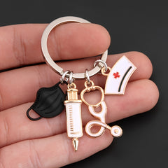Car Nurse Doctor Mask Key Chain Support Medical Aid Staff