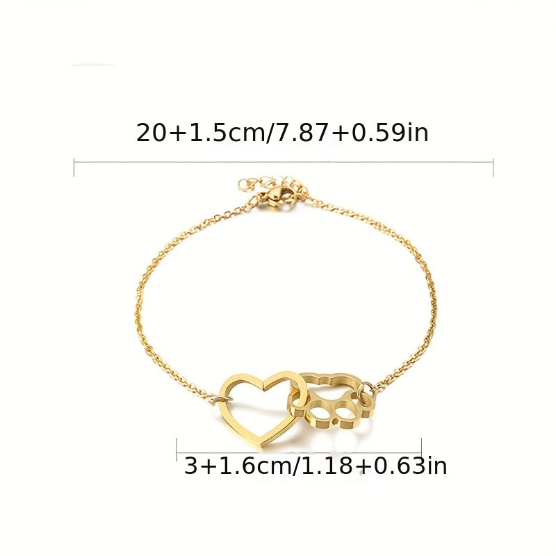 Women's Heart Cat Claw Print Bracelet
