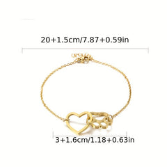 Women's Heart Cat Claw Print Bracelet