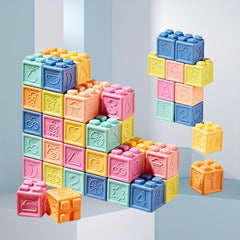 Soft Rubber Building Blocks for Infants, Colorful Stacking & Nesting Toys