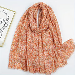 Hot Stamping Floral Scarf Boho Frayed Edge Shawl