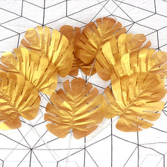 5pcs Artificial Leaf Simulation Golden Greenery Leaves for DIY Bouquets