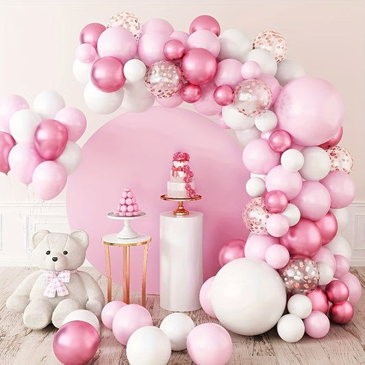 104pcs Party Pink Balloons Metallic Pink Confetti Balloons
