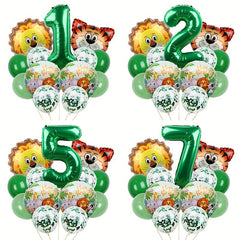 13pcs Jungle Wildlife Balloon Set for Boys' Birthday & Baby Showers