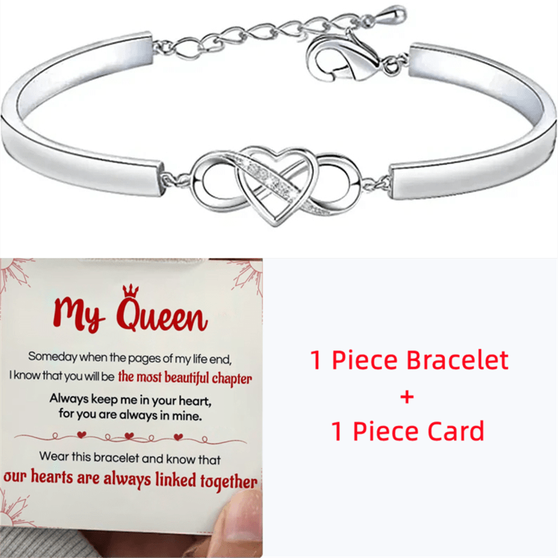 Queen Heart Infinity Bangle Bracelet Gift Card Birthday Christmas Anniversary