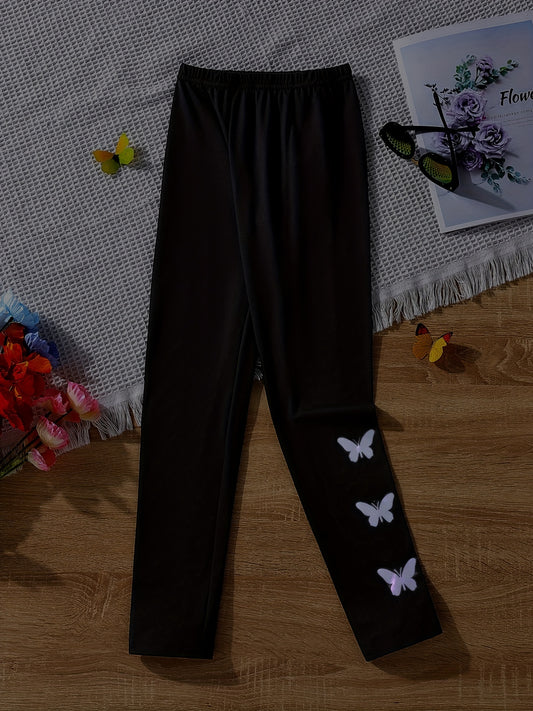 Butterfly Girls Casual Legging Pants High Waist For Dance Yoga Outfit