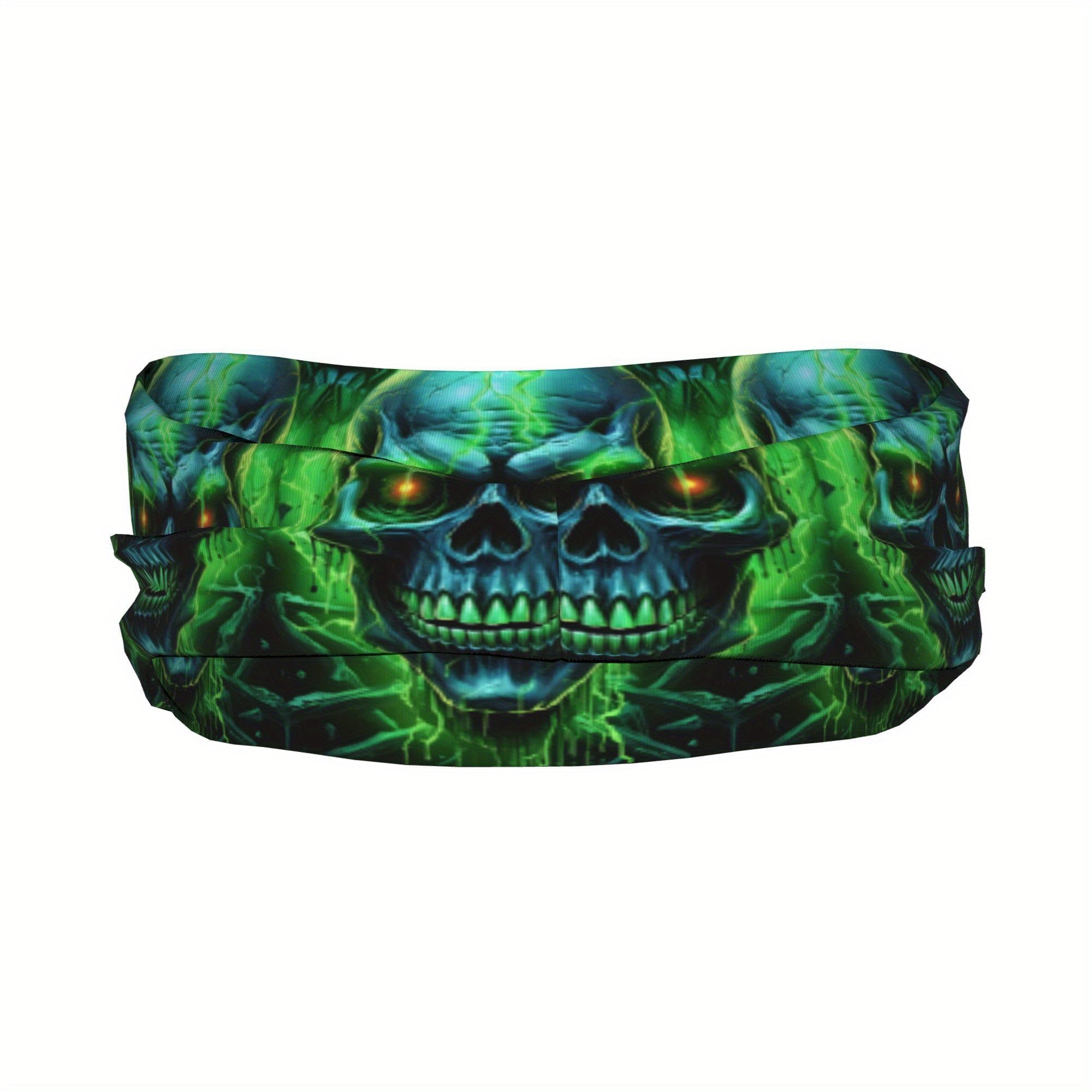 Glowing Skull Headband Sweat Wicking Stretchy Polyester Yoga Gym Running