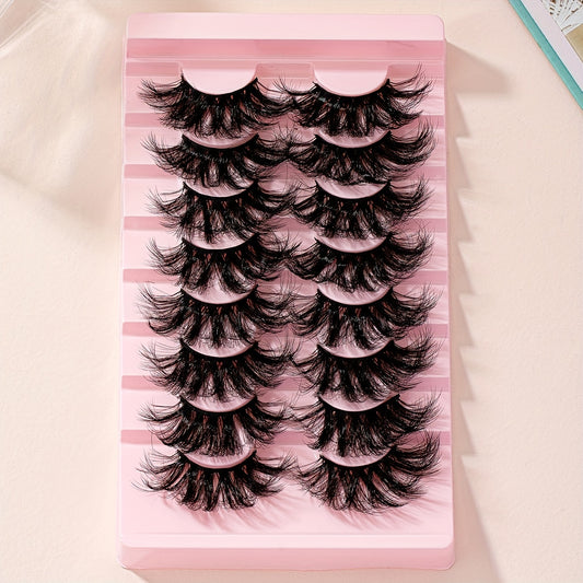 25mm 8 Pair False Eyelashes 9D Cat Eye Fluffy Soft Lashes Thick Faux Mink