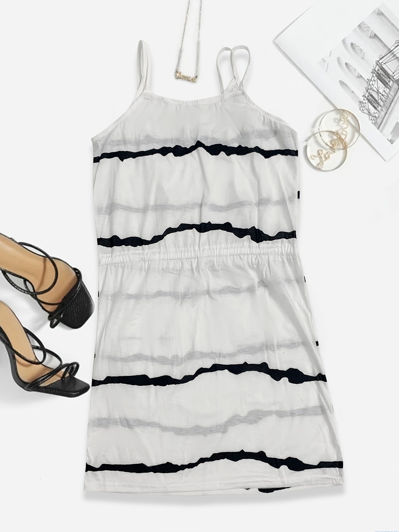 Striped Print Cami Dress Sleeveless Dress