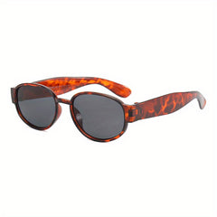 Y2K Oval Frame Sunglasses Tinted Lens Gothic Hip Hop Style Glasses