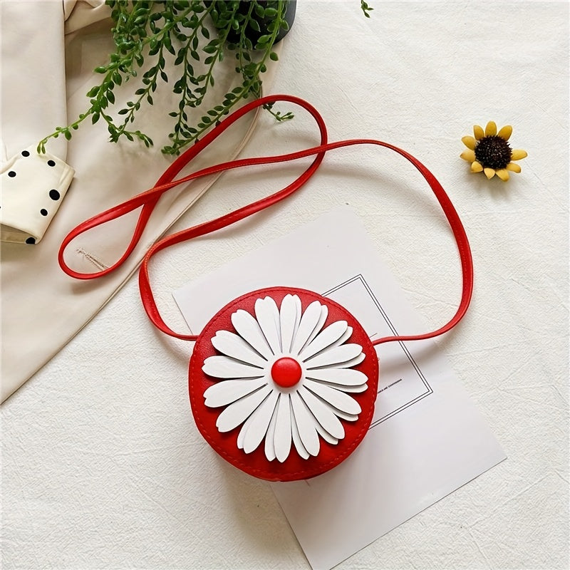 Kids PU Leather Little Daisy Crossbody Bag Mini Coin Purse