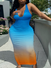  Ombre Print Maxi Tank Dress
