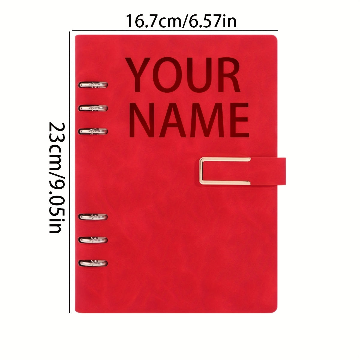Personalized A5 Soft Cover Notebook, Metal Rings, Light Red