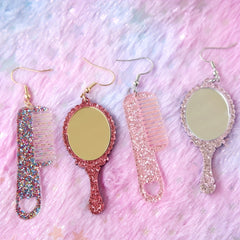 Y2K Acrylic Mirror Comb Earrings Cute Female Gift