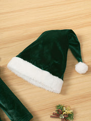 Baby Girls Christmas Bodysuit & Flared Pants & Hat Set