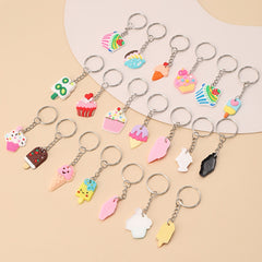 20pcs Cartoon Ice Cream Keychain PVC Key Ring Purse Bag Backpack Car Charm