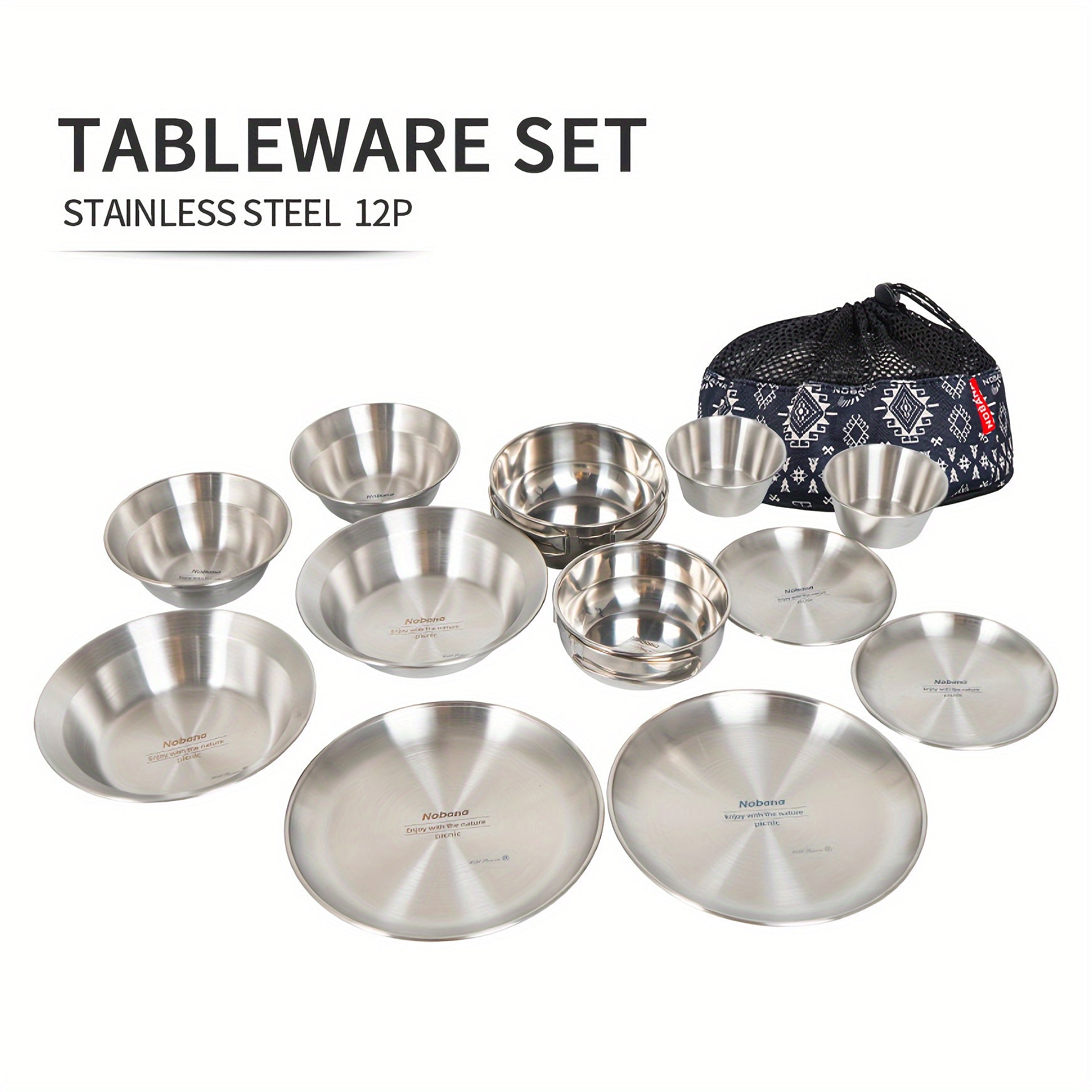 Ramadan Portable Camping Tableware Set with Storage Bag