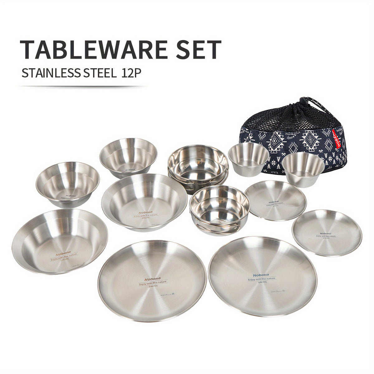 Ramadan Portable Camping Tableware Set with Storage Bag