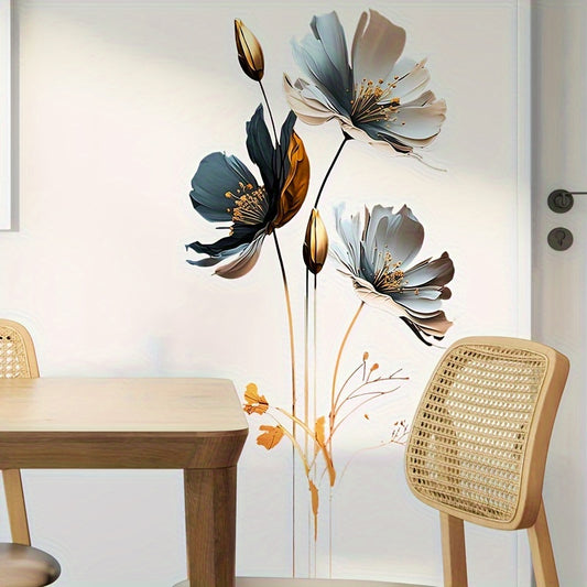 2pcs 3D Flower Wall Stickers Living Room Pvc Self-adhesive 23.6 x 11.8 inch