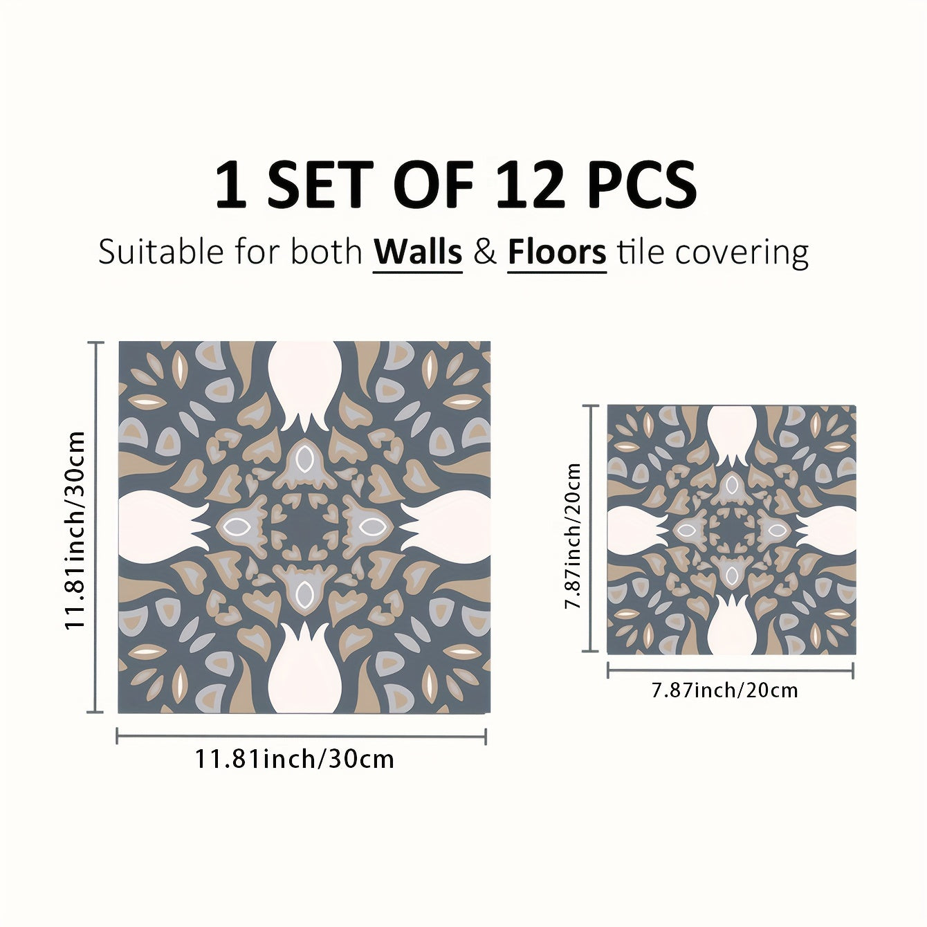 12pcs Mediterranean Style Floor Stickers Self adhesive
