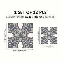12pcs Mediterranean Style Floor Stickers Self adhesive