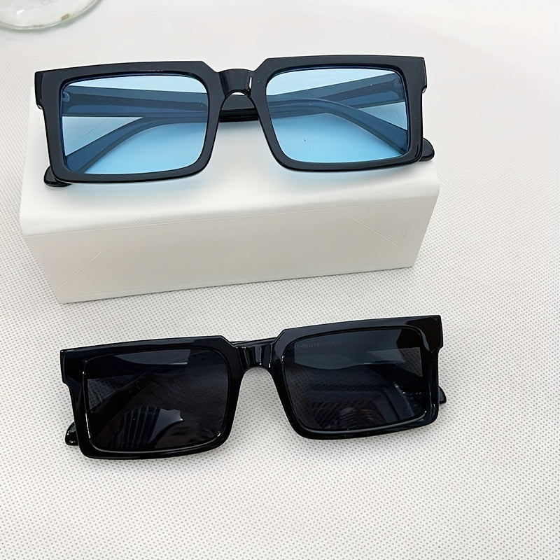 2 Pairs Small Square Frame Sunglasses Men's Street Photography Sunglasses