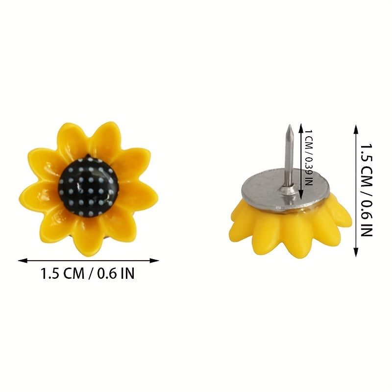 40pcs Sunflower Push Pins for Cork Board Photo Wall & Office Decor