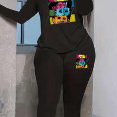  Horror Figure Print Top & Leggings Outfit Set