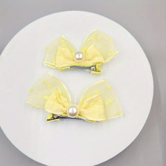2pcs Baby Girls Mesh Bow Hair Clips Princess Headwear Hair Accessories