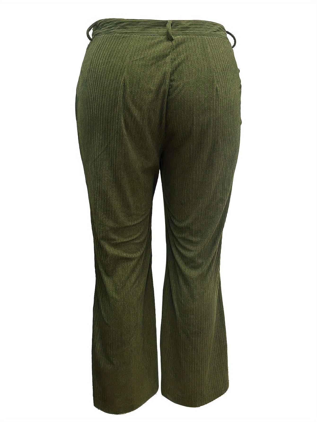  Solid Corduroy High Rise Straight Leg Trousers