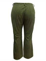  Solid Corduroy High Rise Straight Leg Trousers