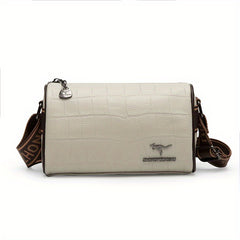 Crocodile Crossbody Bag with Letter Strap and Zipper Closure