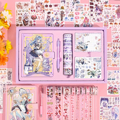 Cute Cartoon Notebook Set for Girls with Stickers & Tapes