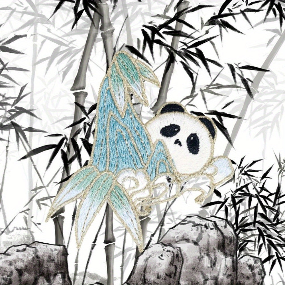 Bamboo Panda Animal Embroidery Hand Sewing for Veil Collar Purse Denim Jacket