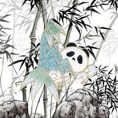 Bamboo Panda Animal Embroidery Hand Sewing for Veil Collar Purse Denim Jacket