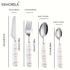 4pcs Ceramic Handle Cutlery Set for Steak and Dessert