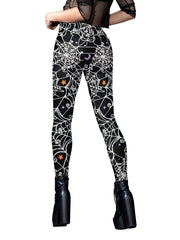 Halloween Cobweb Print Leggings High Waist Skinny Leggings
