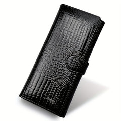 Women's Crocodile Embossed Trifold Long Wallet