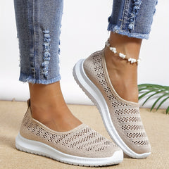 Women's Hollow Out Knit Flat Shoes Slip On Mesh Lightweight Casual Outdoor Shoes