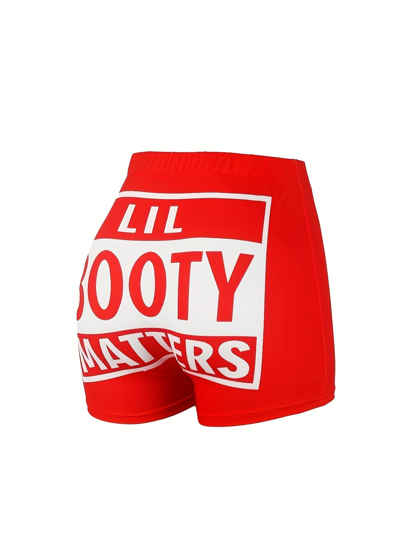 Plus Size Sexy Shorts Women's Plus Letter Print Elastic High Rise Shorts