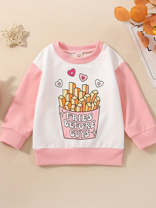Cartoon Fries Long Sleeve Sweatshirt for Girls