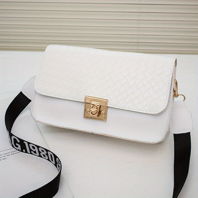 Square Crossbody Bag PU Leather Textured Bag Purse Classic Shoulder Bag