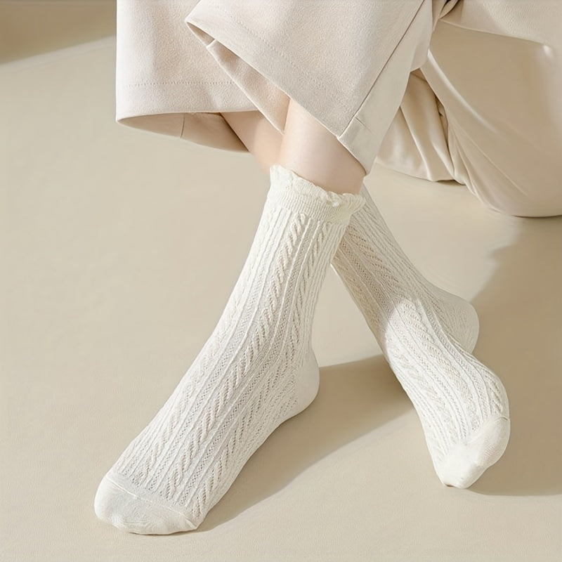 6 Pairs Comfy & Ruffle Women's Textured Socks