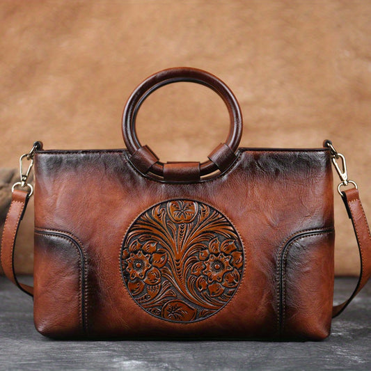 Vintage Flower Tote Bag Crossbody Satchel Purse