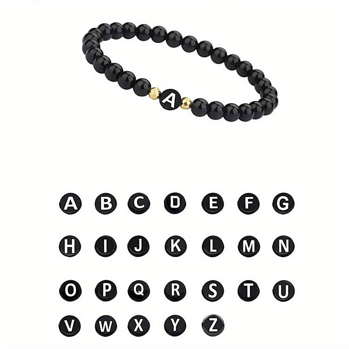 Alphabet Beaded Bracelet Stretch Beads Hand Jewelry Personalized Gift