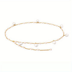 Heart Faux Pearl Waist Chain Pink Pendant Belly Chain Waistband Decoration