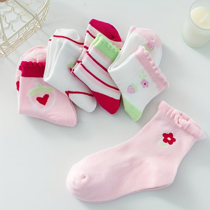 5 Pairs Kids Cotton Mesh Tube Socks Breathable Cartoon Baby Socks
